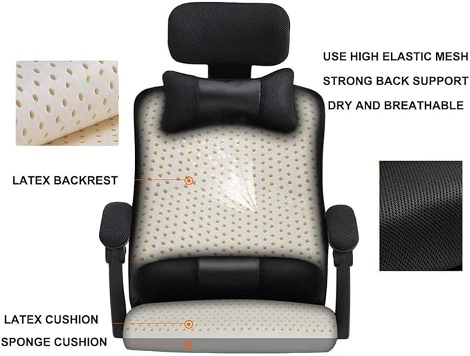 Office Chair Gaming Chair Office Chair with Arms Reclining Leather Computer Chair Swivel Office Chair with Footrest Adjustable Headrest and Lumbar Support (Color : Black Size : L)