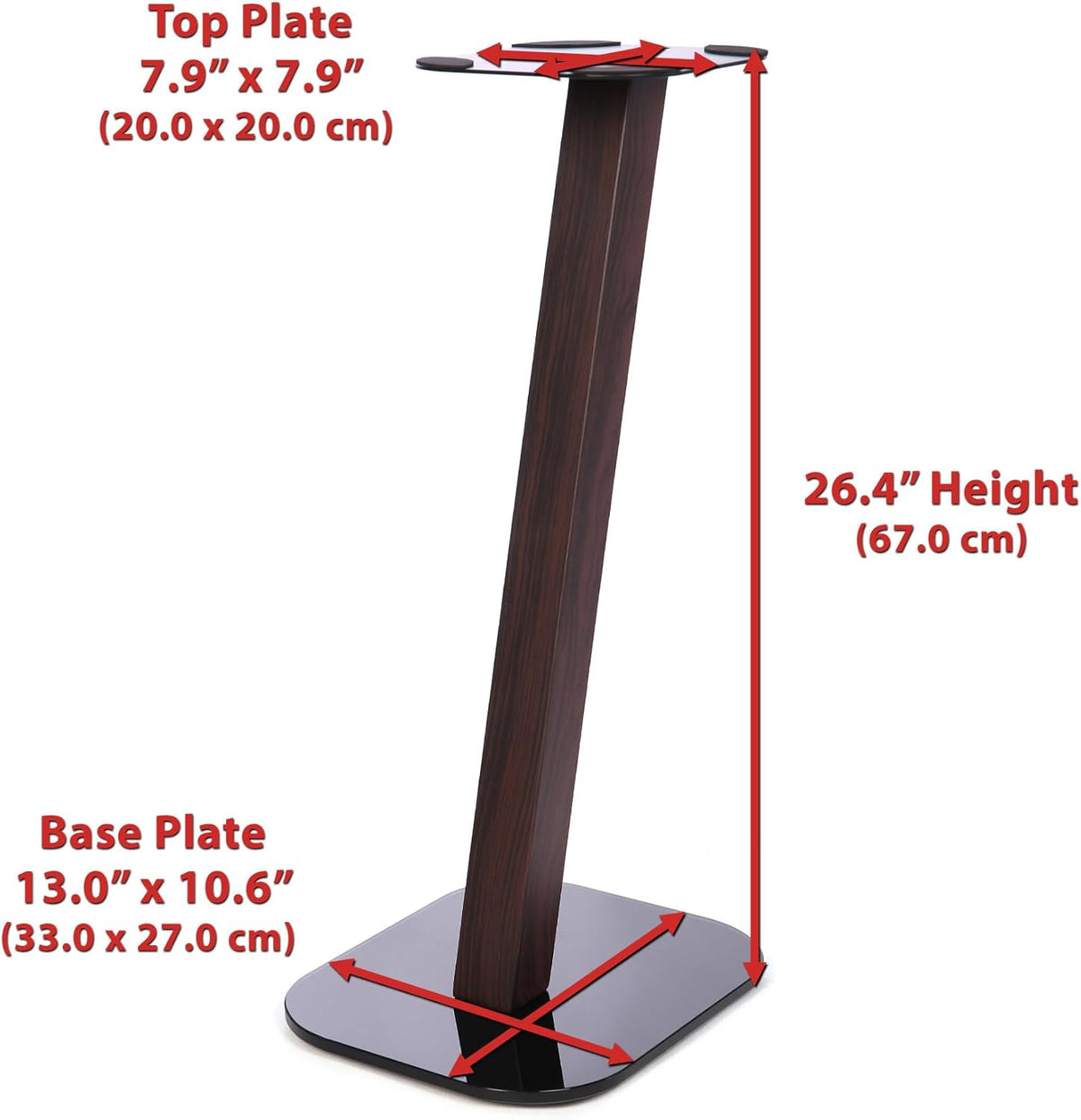 EXIMUS One Pair Fixed Height Universal Speaker Floor Stands - Espresso - 610 Series