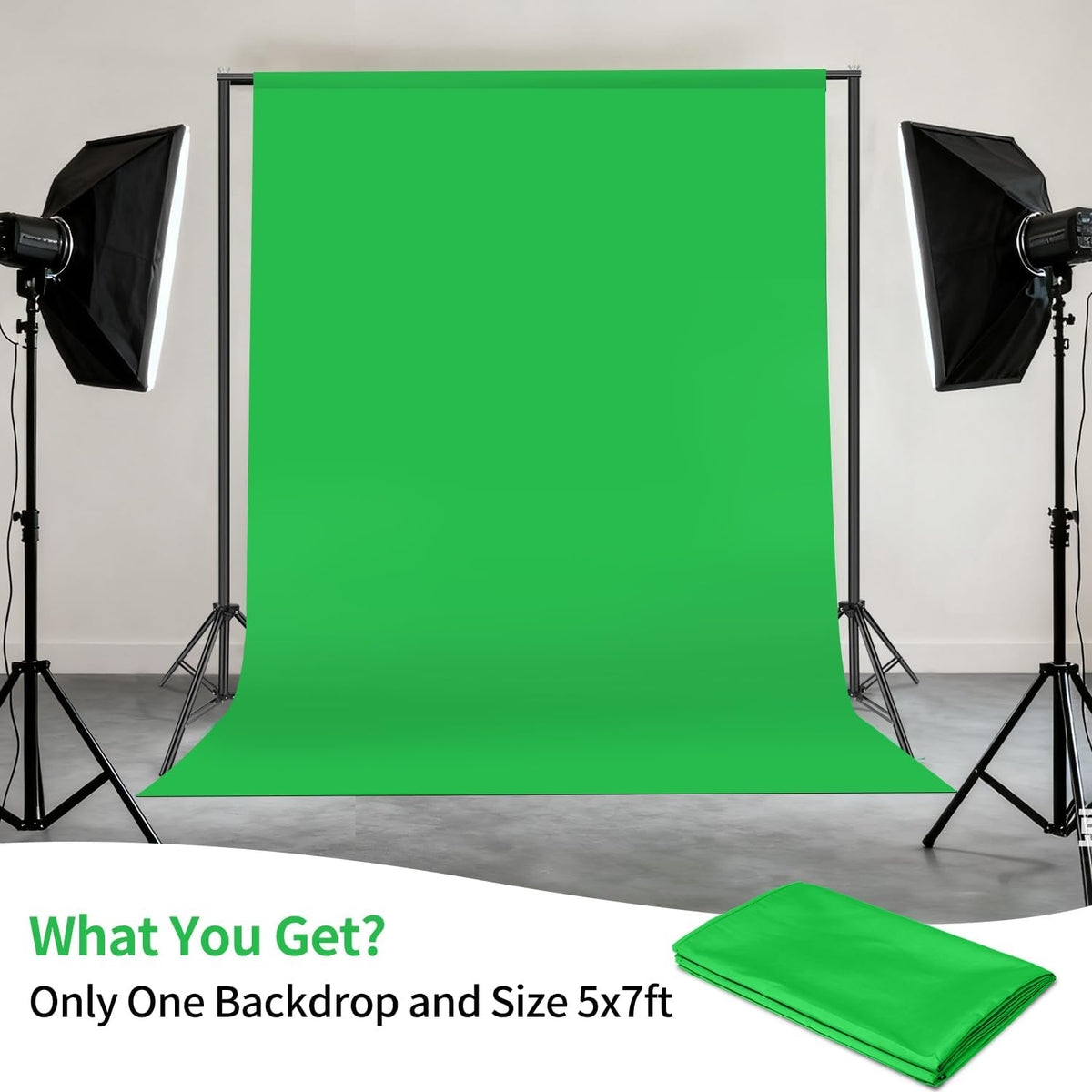 HEMMOTOP 5x7 Green Screen Backdrop, ft Photography Chroma Key Greenscreen Background Sheet for Background Removal, Zoom