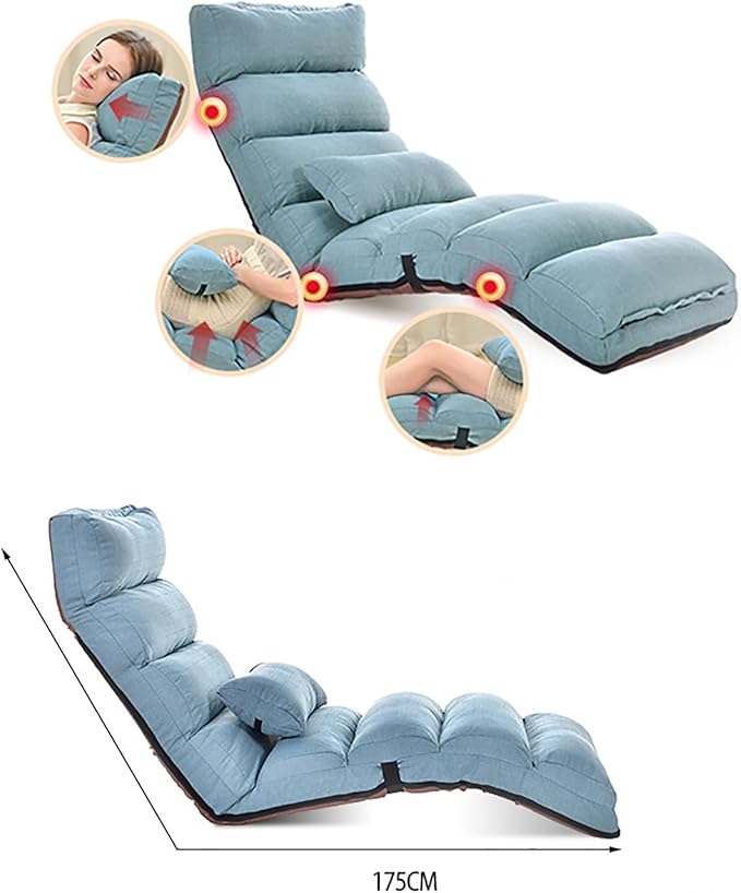 NaKeah Large Floor Chair for Adults Sofa Recliner Chairs Head Back Foot Adjustable Living Room Lounge Chair for Gaming Reading Meditating with PillowG