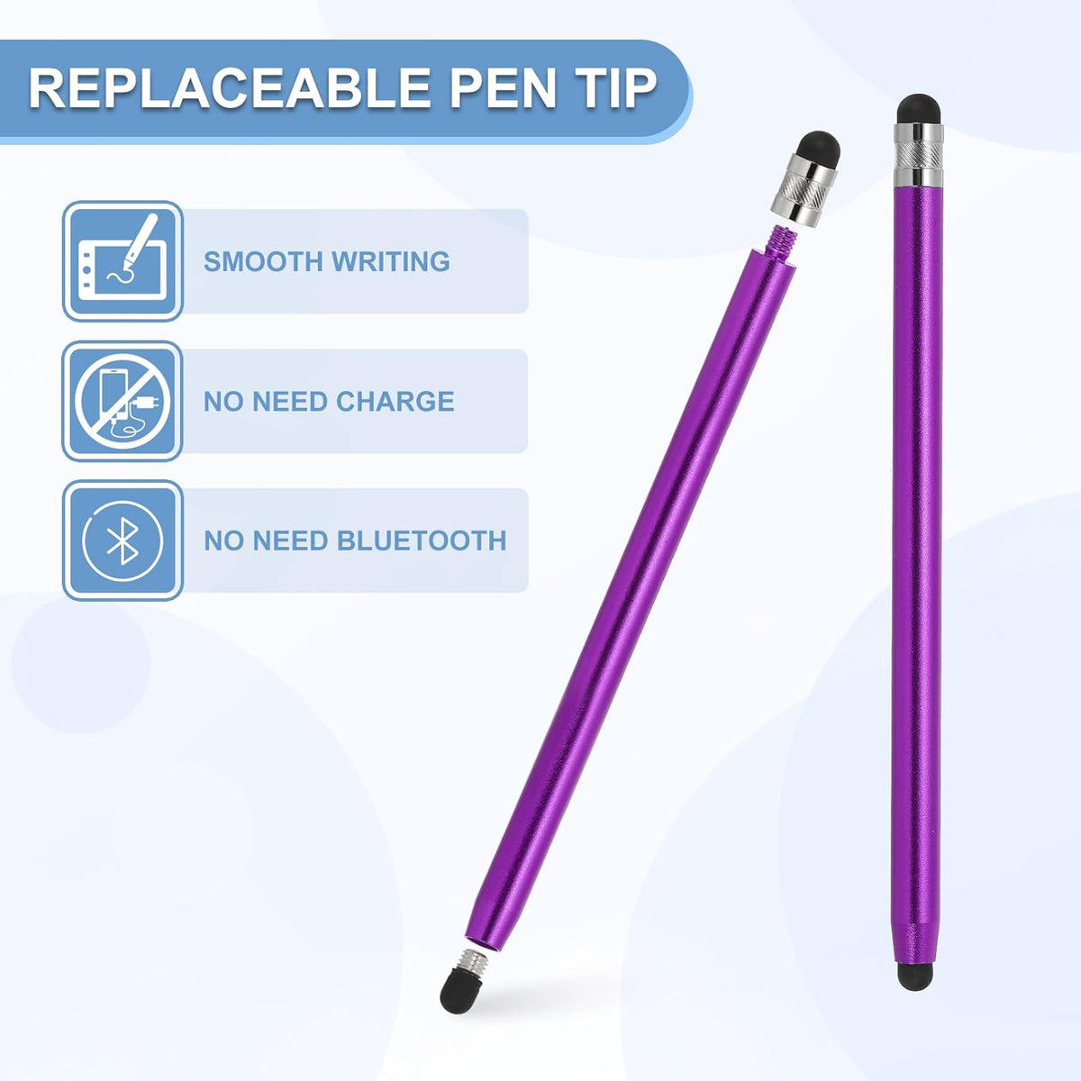PATIKIL 5 Pcs Stylus Pens for Touch Screens, 2 in 1 High Sensitivity Universal Pen Capacitive Stylus for Phone Tablets Laptop Touch Screen Devices, Purple