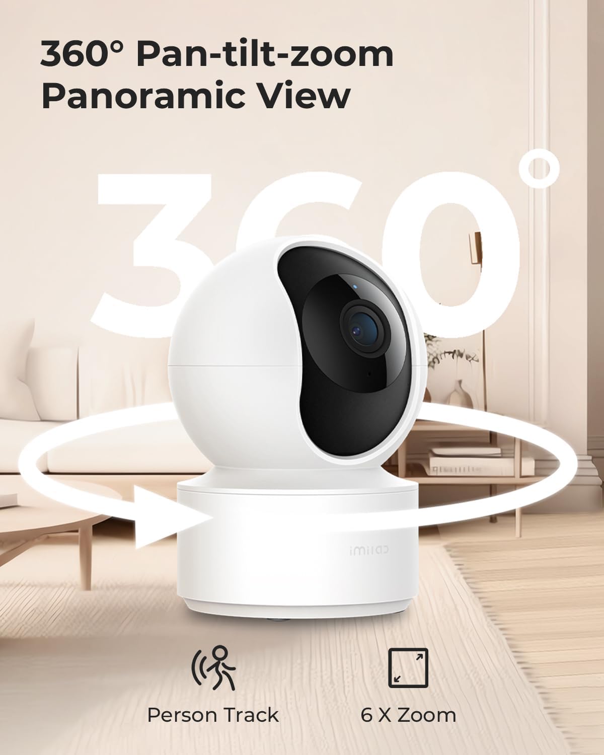 IMILAB C21 2.5K 2 Pack, 360 2.4GHz Security Camera Indoor Room Camera for Bedroom View, Pet Cam w/Phone App & Speaker