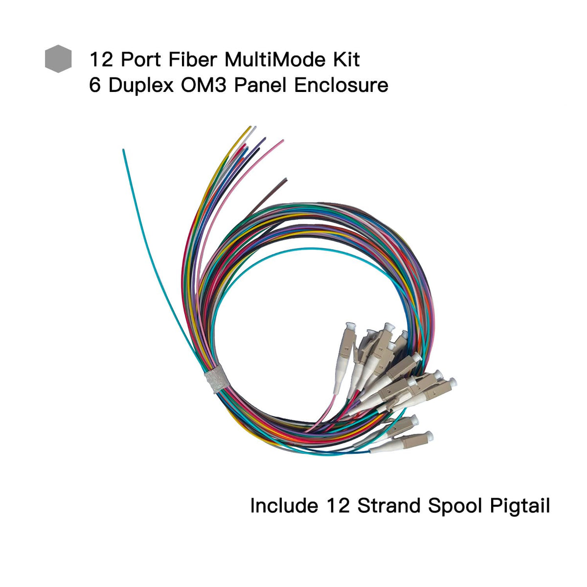 6-Port Fiber Optic Wall Mount Enclosure, OM3 Multimode LC-UPC, 12-Core Box with Pigtails, Black