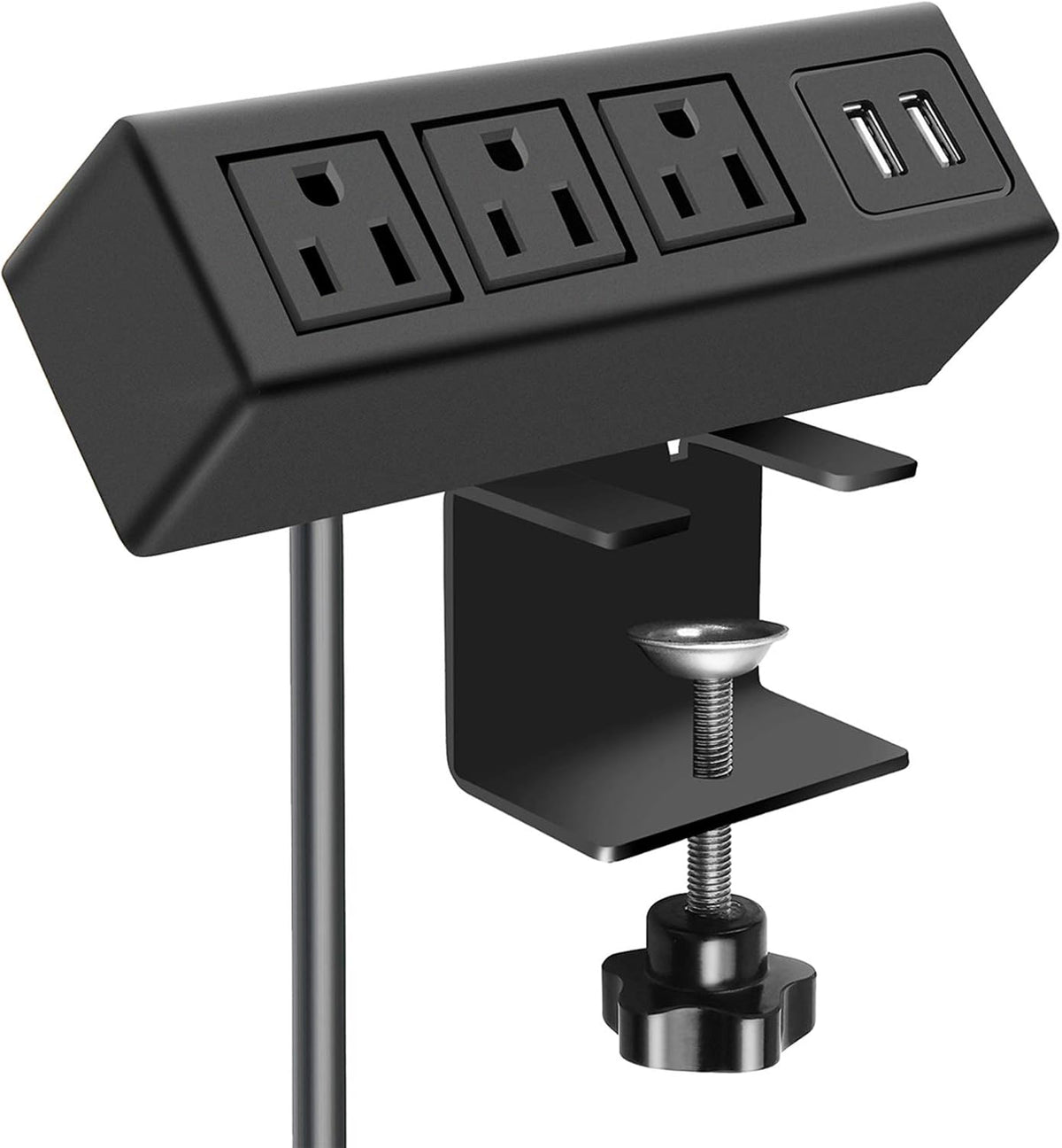CCCEI 3 1200J. 125V 12A 1500W. Outlet Desk Clamp Power Strip with USB Ports, Desktop Power Strip Surge Protector Table