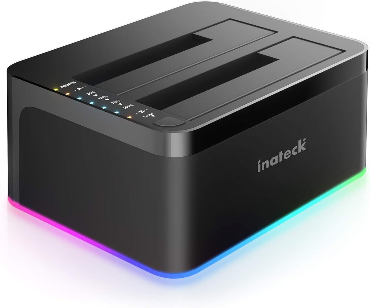 Inateck 3.0 2.5 3.5 Inch SA02003 RGB SATA to USB Hard Drive Docking Station with Offline Clone, for and HDDs and SSDs