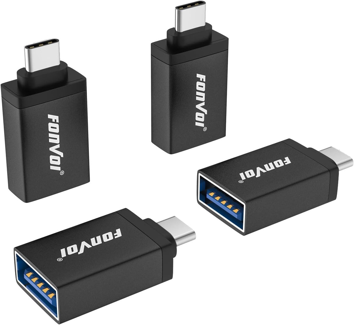 USB C to USB Adapter[4-Park], USB Type C Male to USB 3.0 Female OTG Adapter Compatible with MacBook Pro,Chromebook,Pixelbook,Microsoft,Samsung Galaxy S8 9 10 20 21 S22 Ultra Plus Note (Black)