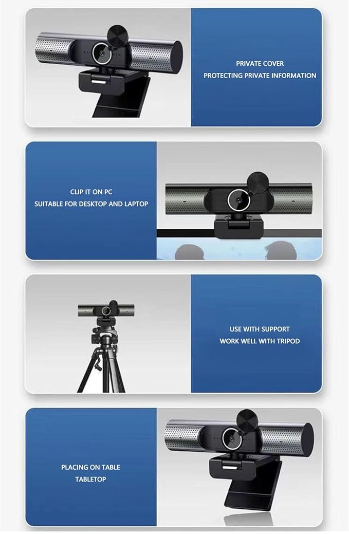 CUIFATI 2K USB Webcam with Mic and Speaker Auto Focusing Streaming Camera 30Fps Computer Camera for Desktop Laptop Video Chat Noise Reduction Plug and Play