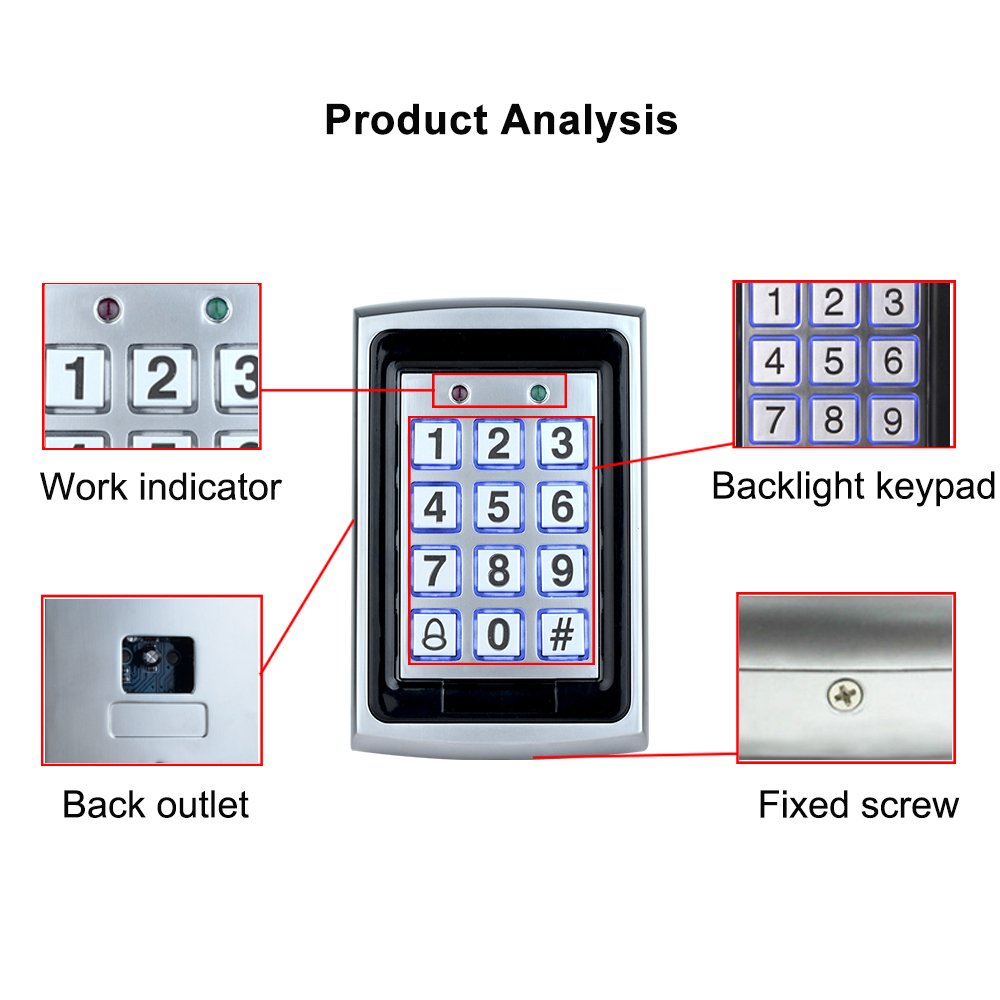 HFeng Door Access Control System Kit Set Metal RFID Keypad + DC12V 3A Power Supply Controller + NC Type Electronic Strike Locks + Door Exit Button +