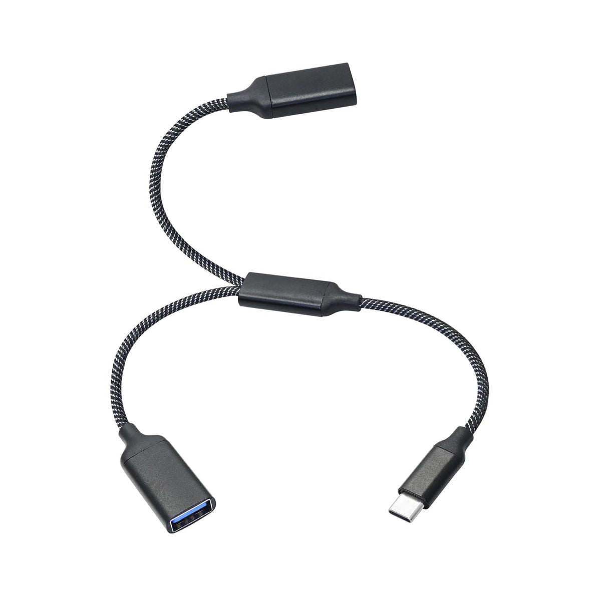 USB Splitter Cable 1FT, USB Type C Male to Dual USB A Female Y Splitter Adapter 1 in 2 Out, Power & Data with OTG Function Intelligent Chip, for Smartphone, Laptop, Car etc