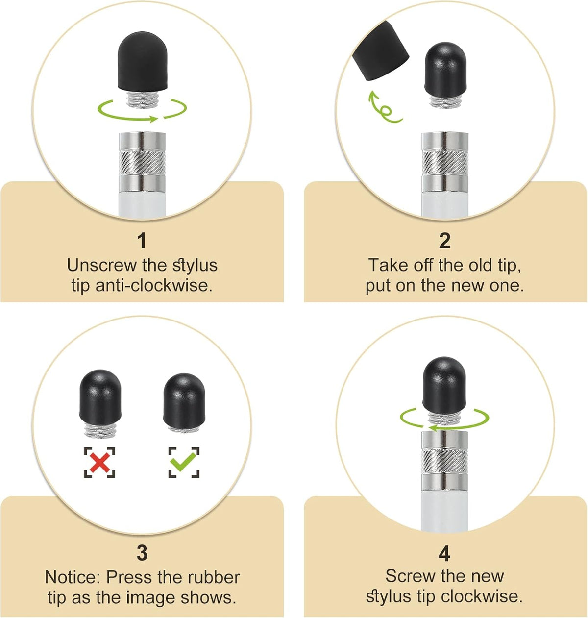 MECCANIXITY 20Pcs Replacement Stylus Pen Tips 6mm Conductive Capacitive Touch Screen Pens Tips Silicone Rubber, Black