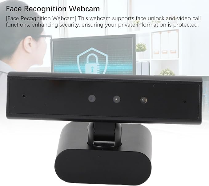 Yoidesu Face Recognition Webcam HD Face Unlock Webcam Computer Camera with Mic 85 Degree Lens 5MP Pixels and 2560x1440 Video Resolution