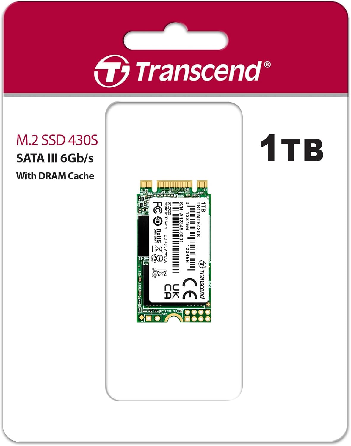Transcend 1TB M.2 2242 SATA III SSD with Dram Cache, Up to 560MB/s, Compatible w/Ultrabook, Laptop, PC, Desktop, 3D TLC NAND Flash Internal Solid State Drive, LDPC Error Correction, SLC Cache, B+M Key