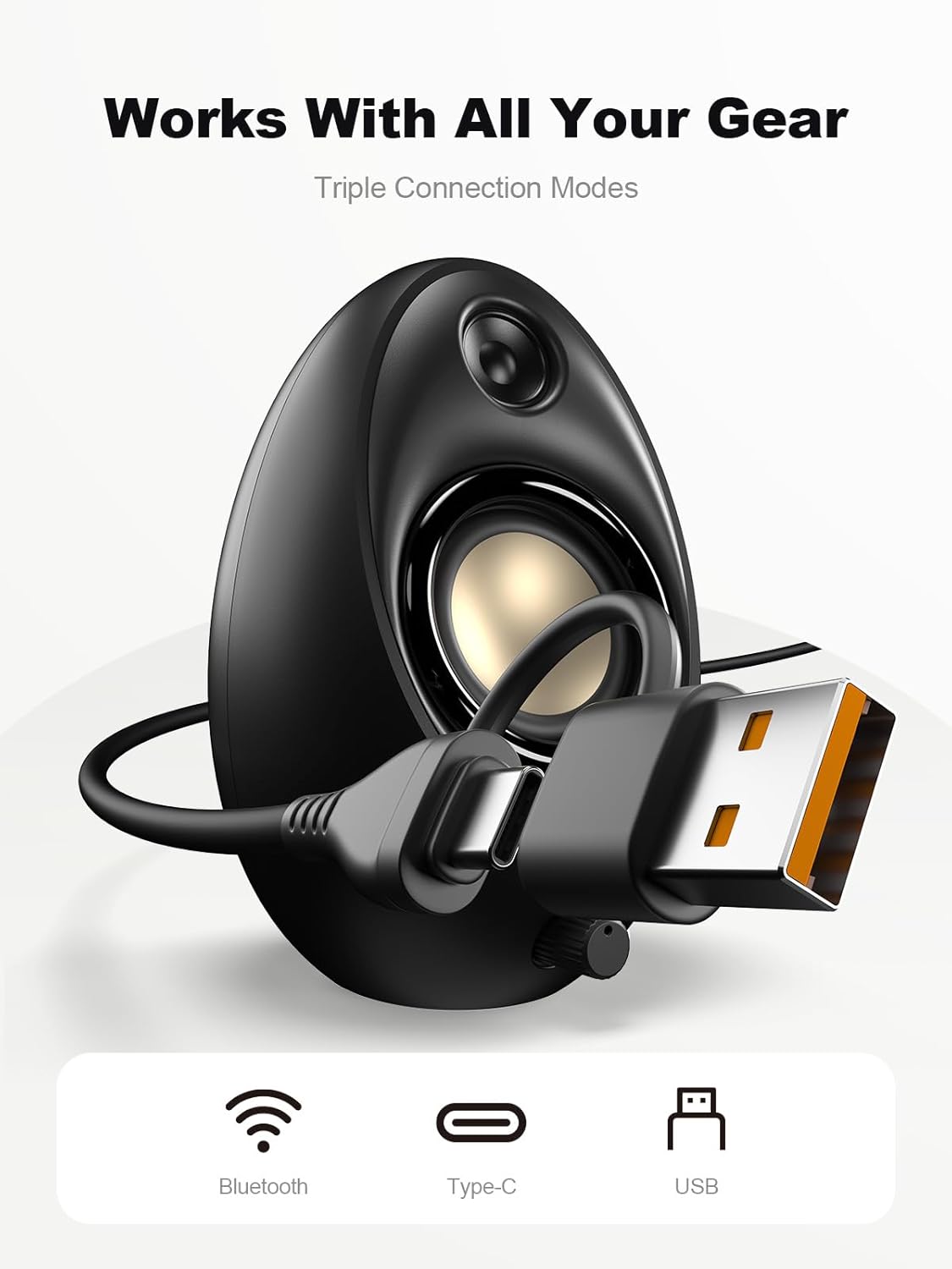 Bluedee Computer Speakers for Desktop PC, Bluetooth 5.4 Desktop Speakers with 2 Speaker Units, Dynamic RGB Light USB Speaker, USB/Type-C Powered Plug & Play PC Speakers for Desktop, Laptops, Tablet