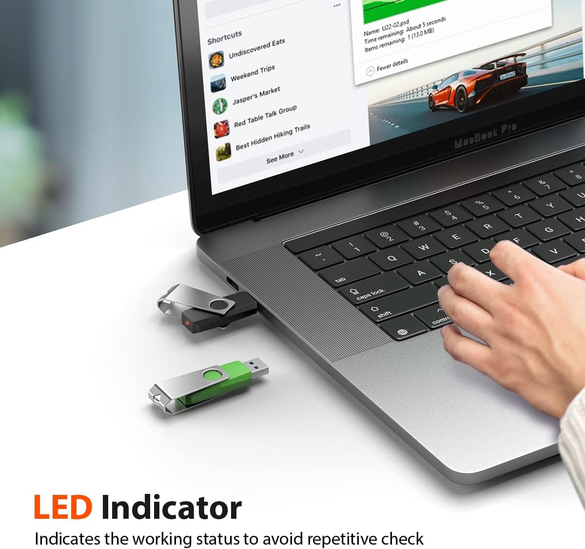 Aiibe 128GB USB Flash Drive 5 Pack Flash Drive 128GB Thumb Drive USB Drive 128GB USB 2.0 Memory Stick Jump Drives with Keychain (128G, 5 Colors: Black Red Cyan Green Purple)