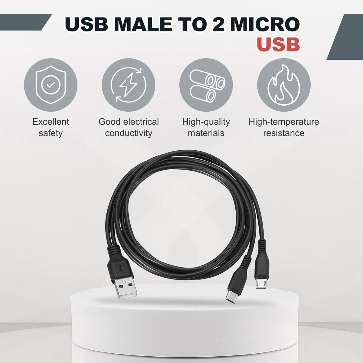 2 2 1 40 Inch 5V 2A, MECCANIXITY Multi USB A to Micro USB in Splitter Charging Cable Cord for Phone Power Bank Tablet
