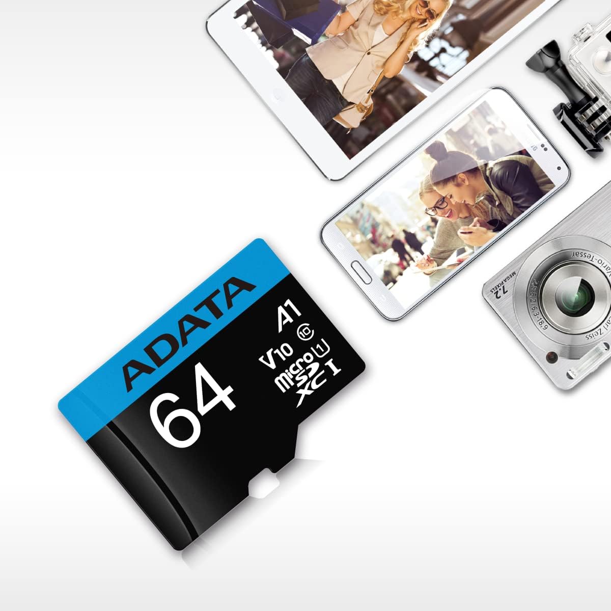 ADATA 64GB 10 V10 A1 100 (AUSDX64GUICL10A1-RA1) Premier MicroSDHC/SDXC UHS-I Class Memory Card with Adapter Read up
