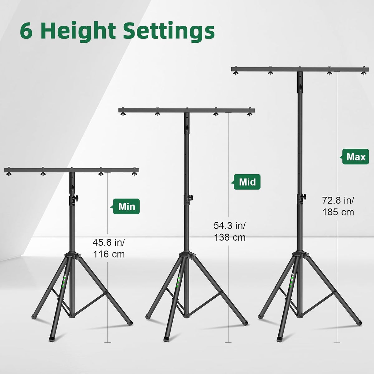 Dj Light Stand Metal T-Bar Stage Stand for Par Lights Tripod Light Stand with Crossbar Mount, Single