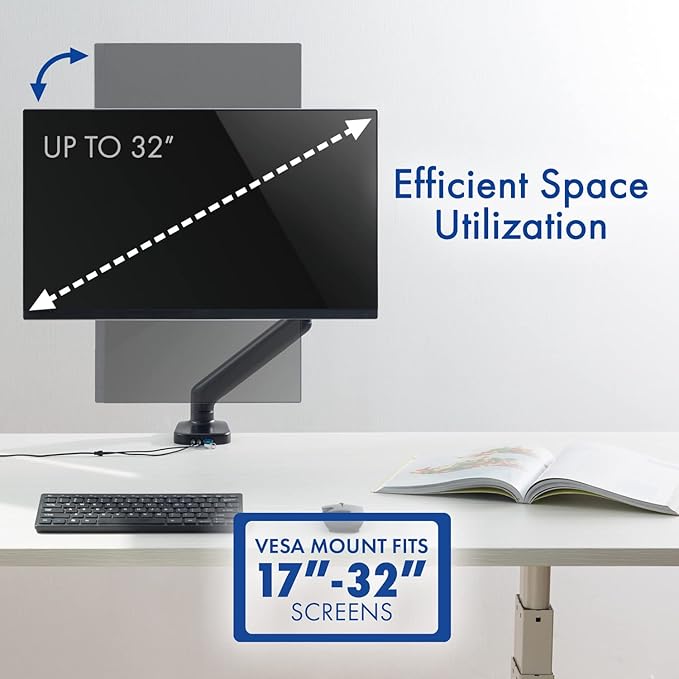 Spring LCD Monitor Arm with USB and Multimedia Ports for: Sceptre Curved 24 75Hz Professional LED Monitor 1080p 98% sRGB HDMI VGA Build-in Speakers Machine Black 2021