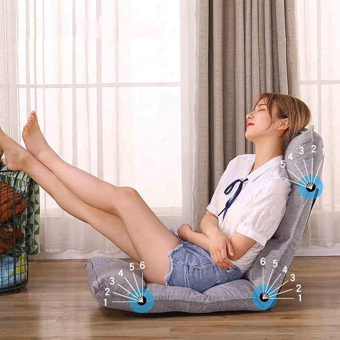 Floor Chair Folding Meditation Chair with 6 Gears Adjustable Backrest Gaming Chair No Legs Floor Seating with Independent Liner for Balcony Brown