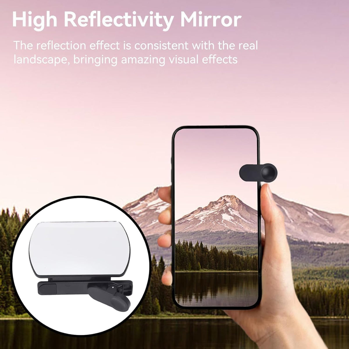 Smartphone Camera Mirror Reflection Clip Kit, Adjustable HD Glass Mirror Effect Lens for Creative Photography, Vertical & Horizontal Phone Selfie Reflector, Portable Photography Accessory (1PCS-White)
