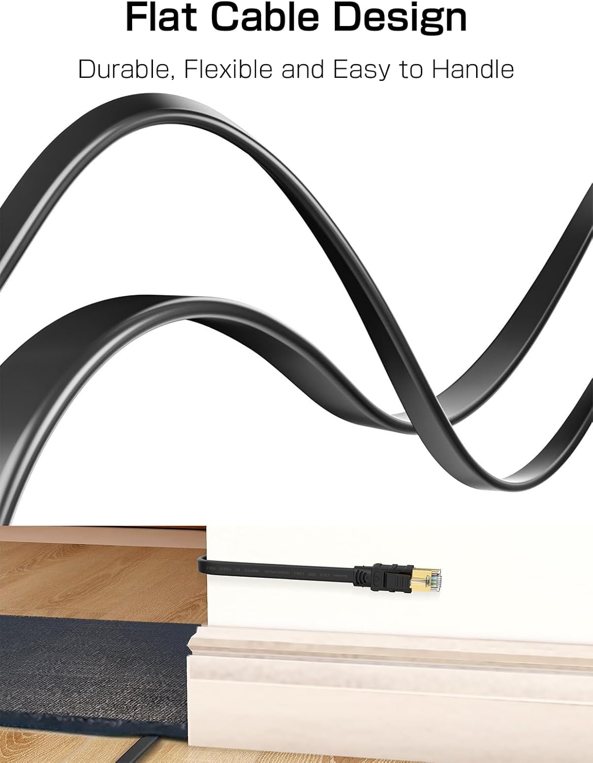 8 75FT, 40Gbps 2000Mhz RJ45 PS5/4/3, Senetem Cat Ethernet Cable High Speed Flat Internet Network Patch Cord, Shielded