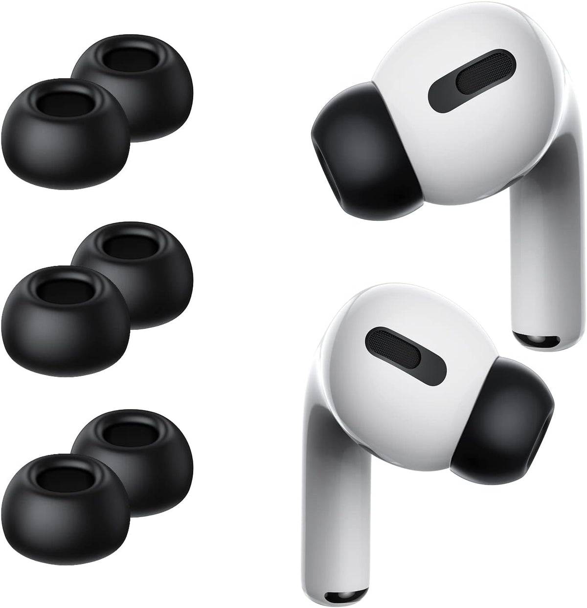 Lanwow Premium Memory Foam Tips for AirPods Pro & AirPods Pro 2nd Generation. No Silicone Eartips Pain. Anti-Slip Eartips. Fit in The Charging Case, Extra Small 3 Pairs (XS, Black)