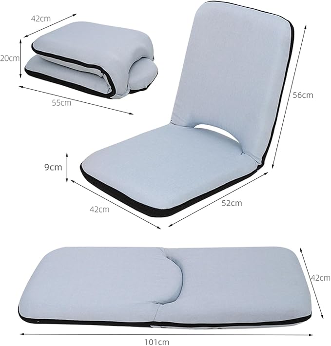 Floor Chair Office Chair with Removable Washable Cover Folding Floor Gaming Chair for Bed Lounging Reading(Blue)