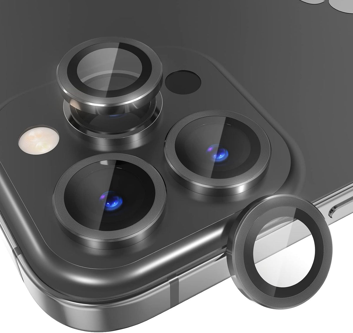 Choiche [3+1 for iPhone 14 Pro/iPhone 14 Pro Max Camera Lens Protector, 9H Tempered Glass Camera Cover Screen Protector Metal Ring Decoration Accessories (Black)