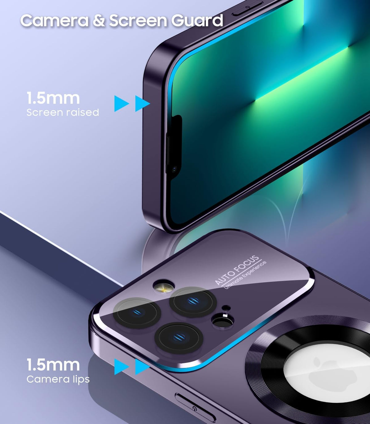 Magnetic for iPhone 13 Pro Max Case, Compatible with MagSafe, Built-in Camera Lens Protector, Logo View, Military Grade Drop Proof Phone Case Cover, Purple