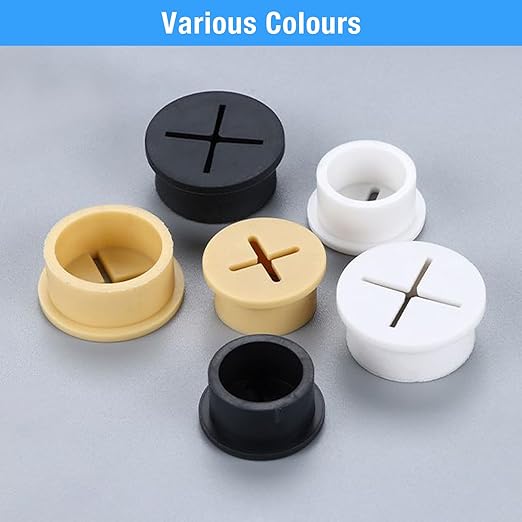 BOPOREAE Desk Grommet, 3/4 in 20 mm Black 15 Pcs Silicone Rubber Grommets