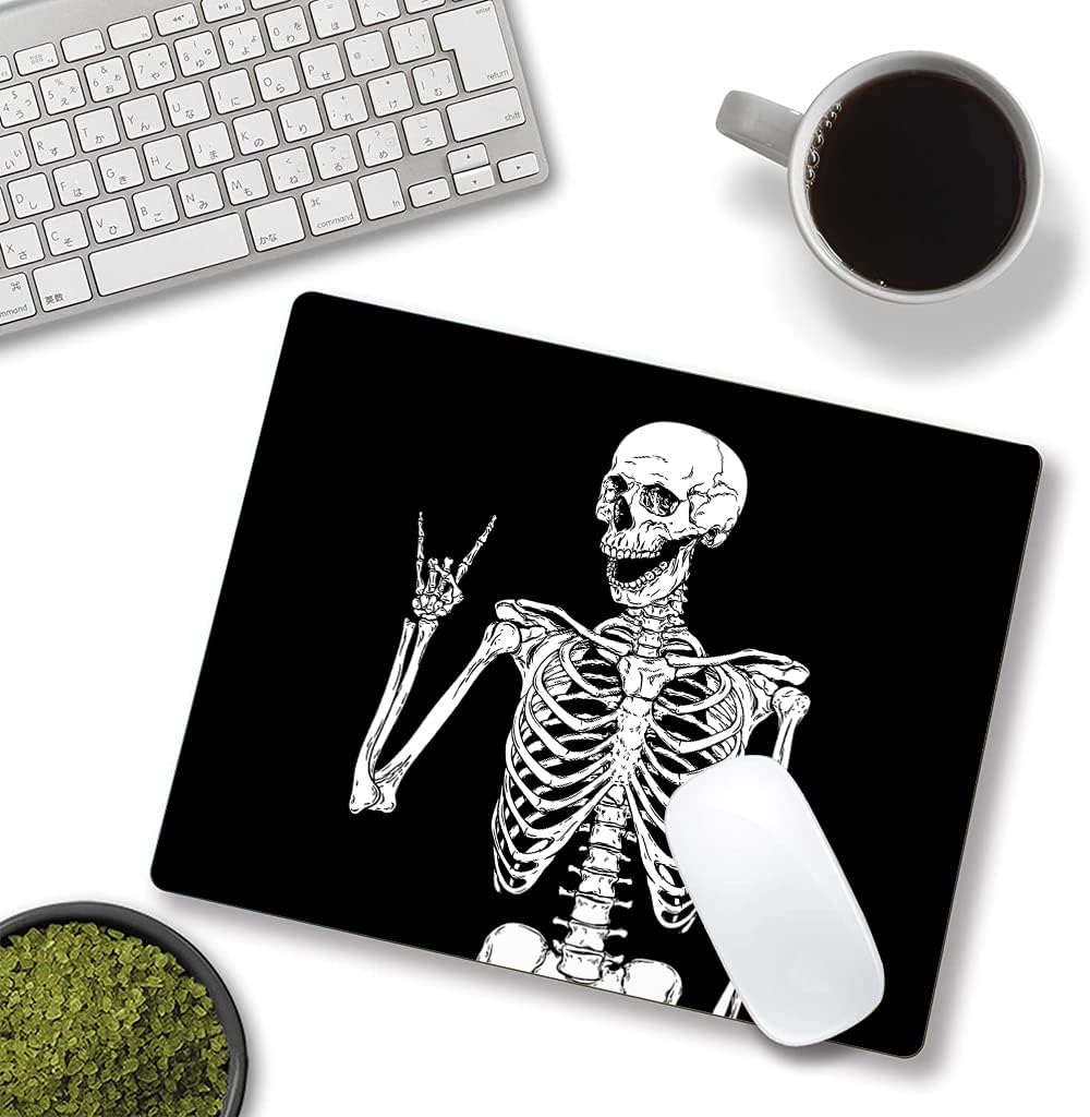 IMAYONDIA Black Human Skeleton Mouse Pad - Square Waterproof Non-Slip Rubber Base MousePads for Computer Laptop