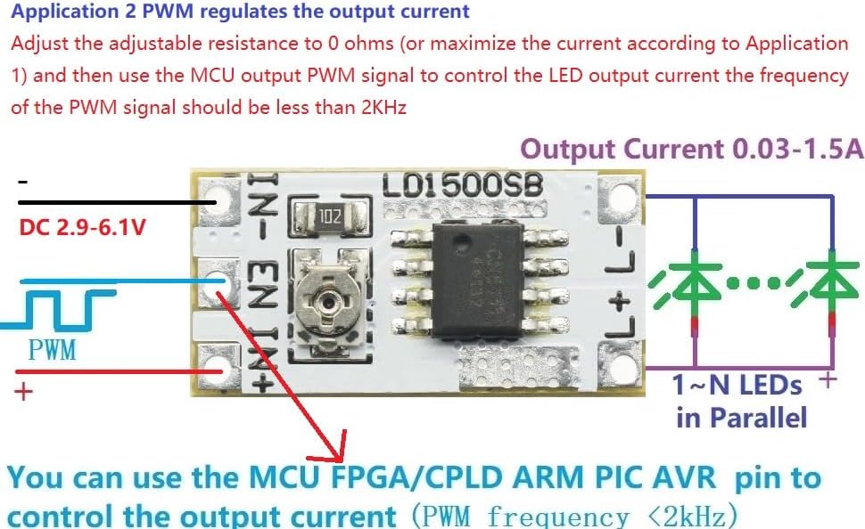 GODIYMODULES 2PCS 3-6V 28-1500mA 3V 3.3V 3.7V 5V 6V Constant Current Led Driver DC Adjustable Output Current LED Driver