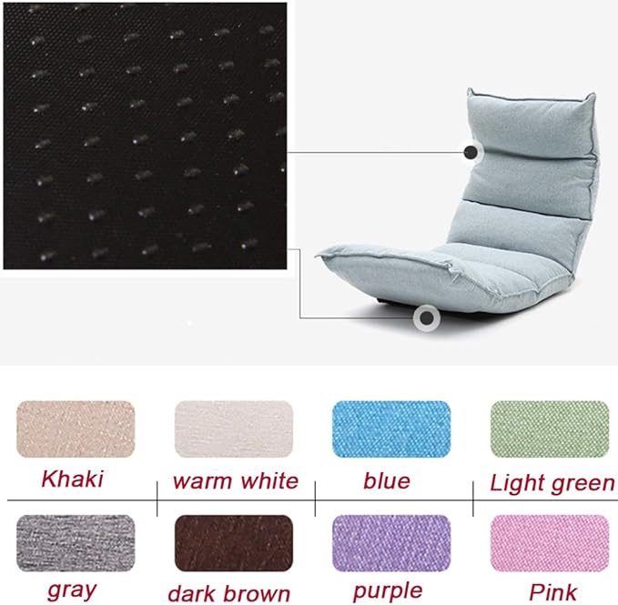Floor Chair Folding Meditation Chair with 6 Gears Adjustable Backrest Gaming Chair No Legs Floor Seating with Independent Liner for Balcony Brown