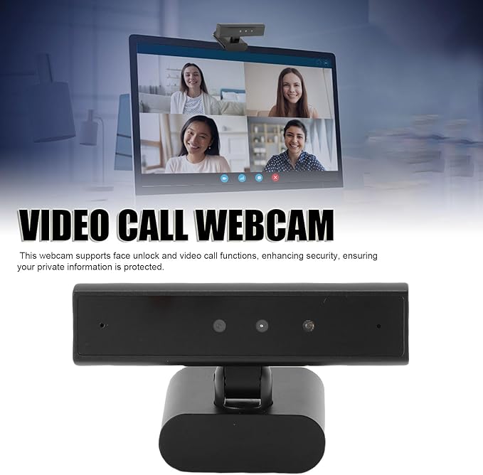 ASHATA Face Recognition Webcam Wins 10 and 11 5MP 85 Degree View Face Unlock Computer Camera with Mic for Desktop Computer Laptop Meeting Video Calls etc.