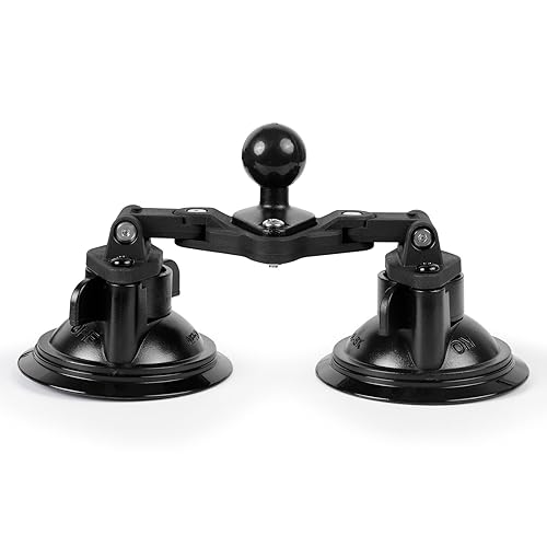 FPN Dual Suction Cup Mount Base with 1-Inch Ball, Compatible with RAM Mounts B Size Double Socket Arms & 25mm Ball Systems