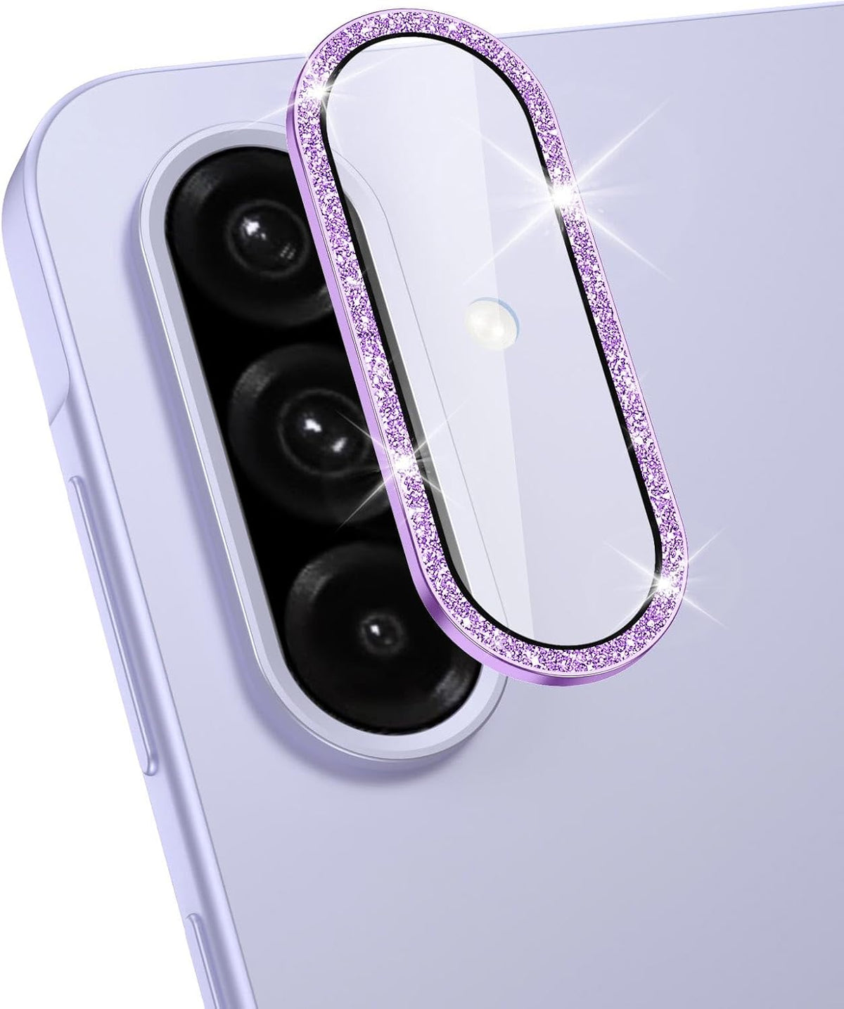 for Samsung Galaxy A26/A36/A56 Camera Lens Protector, Individual Metal Ring Tempered Glass Lens Cover, [Strong Adsorption] Scratch Resistant Ultra-Thin HD Clear Lens Cover, 1 Set-Purple