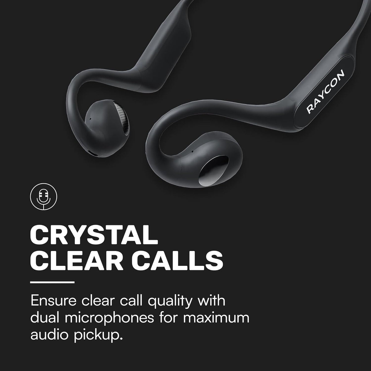 Raycon Open Headphones – Lightweight Wireless Over-Ear Design with Immersive Sound Quality, Long Battery Life, and Comfortable Fit for All-Day Wear - (Black)