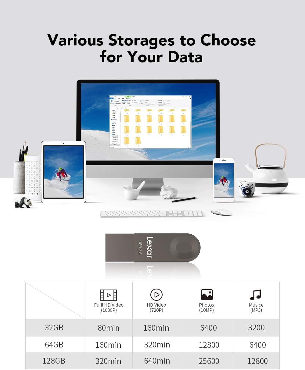 Lexar E32C 64GB Type-C USB Flash Drive, USB-A&USB-C 3.2 Gen 1 Dual Drive OTG 100MB/s Read, Thumb Drive Swivel Design Jump Drive for USB 3.0/2.0, Memory Stick for Android Smartphone, Laptop, PC