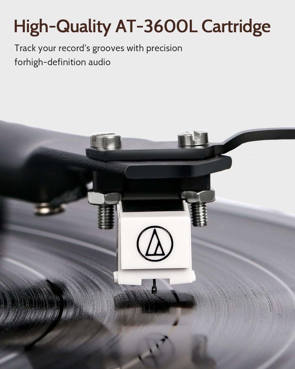 1 by ONE Bluetooth Turntable HiFi System with 36 Watt Bookshelf Speakers, Patend Designed Vinyl Record Player with Magnetic Cartridge, Bluetooth Playback and Auto Off