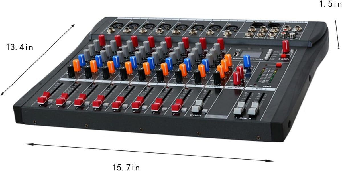 8 Channel Professional Digital Mixer Sound Board Console Bluetooth Live Studio Audio Mixer Power Mixing USB (110V-220V)
