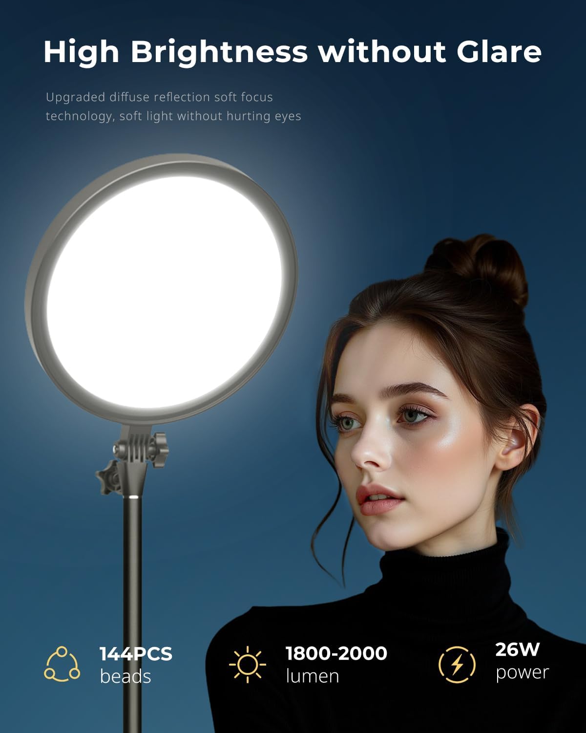 Aureday 12” Selfie Ring Light with Stand, Overall 79” Tall Ringlight Stands with Remotes and Phone Holder, Professional Floor Stand Light Ring for Video Recording/Live Stream/TikTok/Photography/Barber