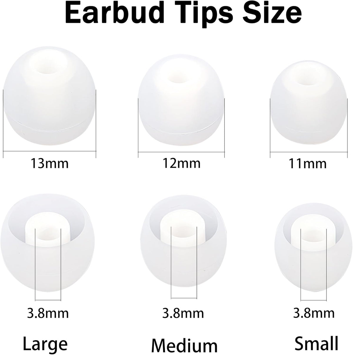 Silicone Replacement Earbud Tips Earbud Covers Fit Most in-Ear Earbuds(Inner Hole 3.8mm -5.1mm) Headphone Ear Tips Ear Bud Rubber Tips 9 Pairs S M L