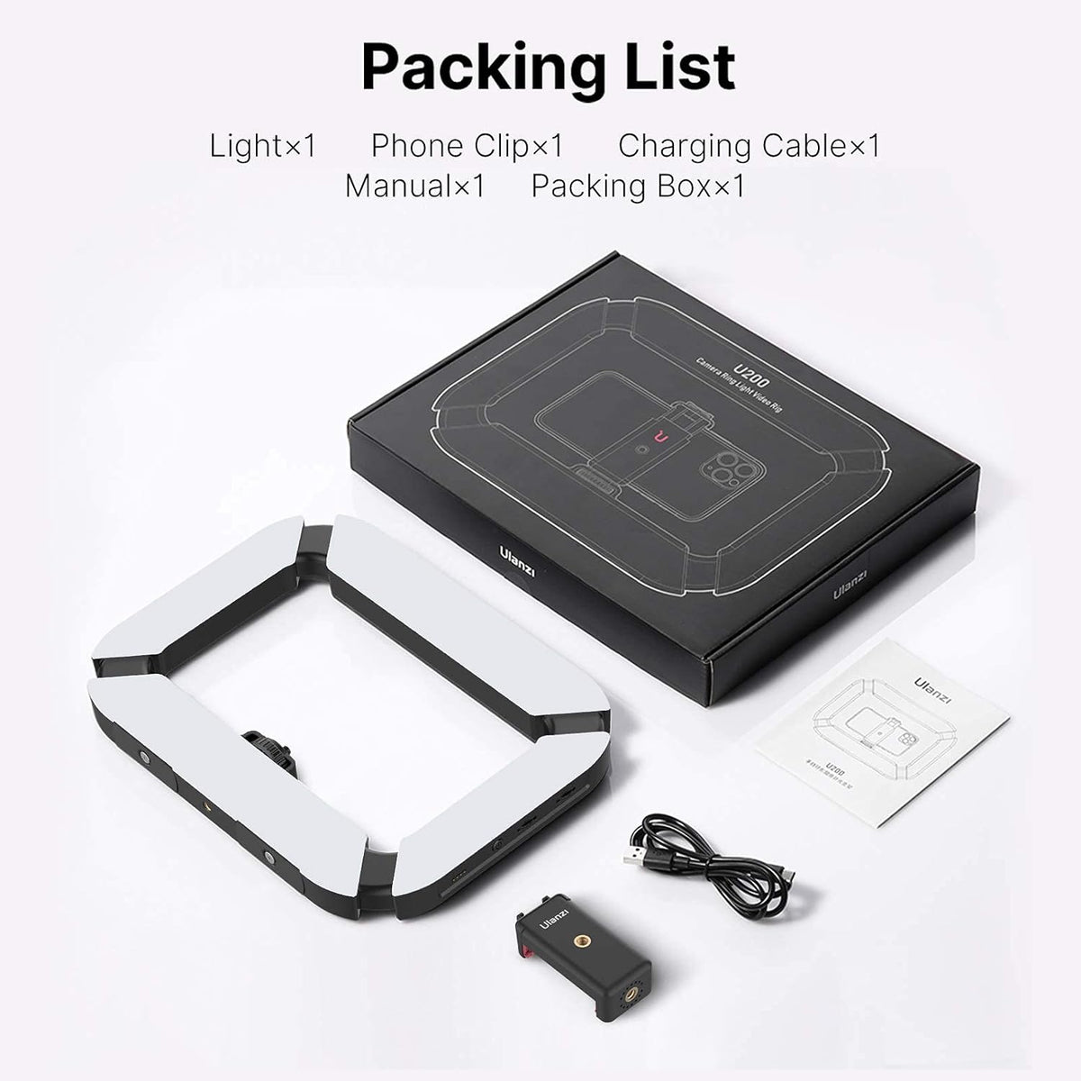 ULANZI U200 Smartphone Video Rig - Control LED Ring Light, YouTube & Vlogging Filmmaking Stabilizer