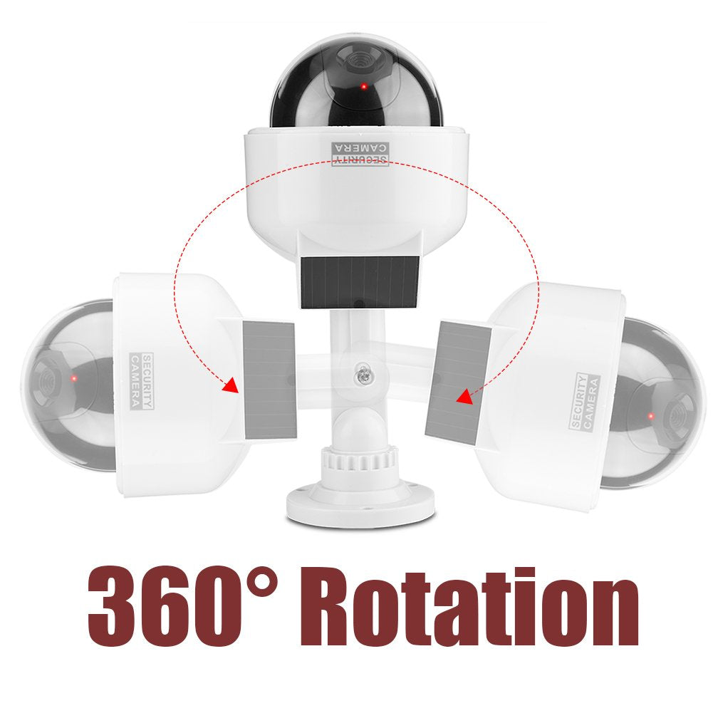 ASHATA Security Camera Dome Dummy Camera Indoor/Outdoor Realistic Solar Camera Flashing LED Light for Home/Warehouse/Shops