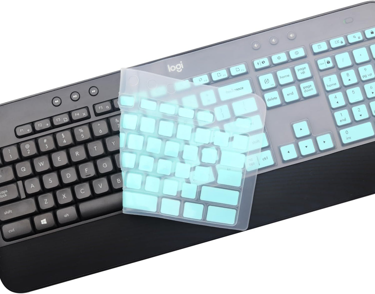 Keyboard Cover Skin for Logitech MK545 MK540 Wireless Keyboard, Logitech MK545 Keyboard Protector, Logitech MK540 Ultra Thin Desktop PC Silicone Clear Keyboard Skin Protector-Hotblue