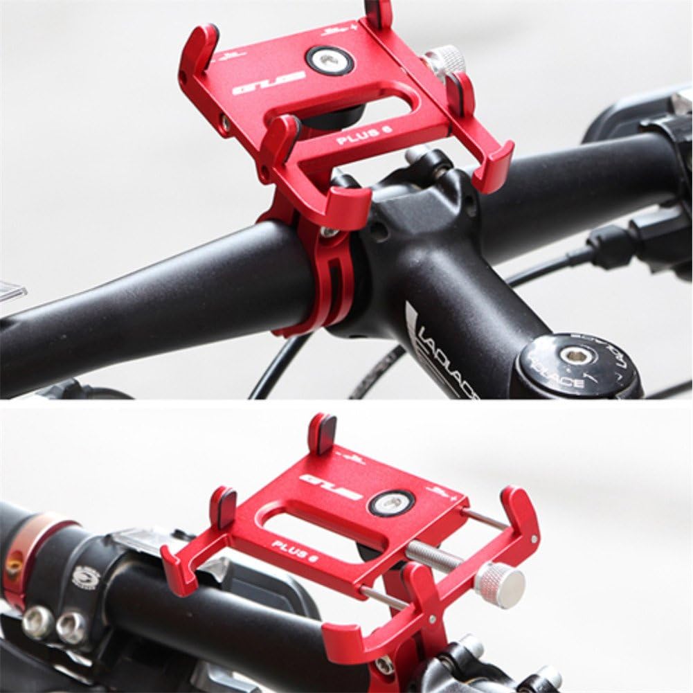 GUB Bicycle & Motorcycle Phone Mount - Aluminum Bike Phone Holder with 360°Rotation Adjustable Handlebar Phone Holder Compatible with iPhone Xs XR 8 Plus,Compatible with Samsung S9 (Plus 6 Black-RED)