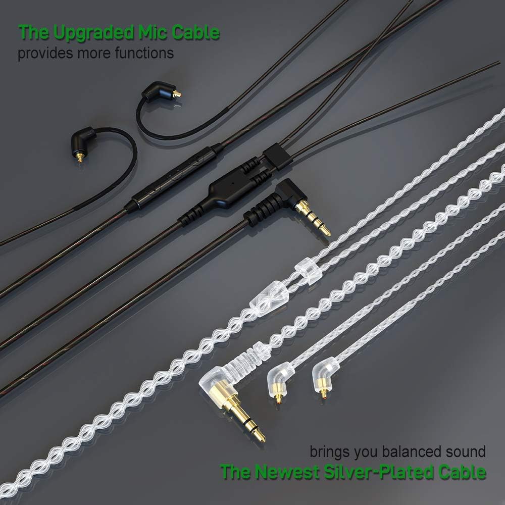 BASN in-Ear Monitors, Bmaster Triple Driver HiFi Stereo Noise-Isolating in-Ear Headphones with Two Detachable MMCX Cables for Stage/Audio Recording (Green)