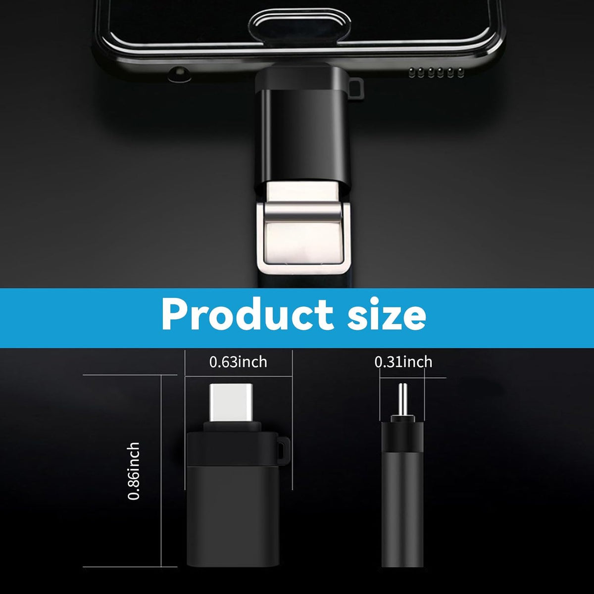 USB C to USB Adapter 4 Pack,USBC Male to USB A 3.0 Female OTG Adapter, Type C Thunderbolt 4 Converter OITYEUF for iPhone 15 Pro Max Plus,MacBook Pro Air2024,Samsung S24 S23 S22 S21 Galaxy,iPad (Black)
