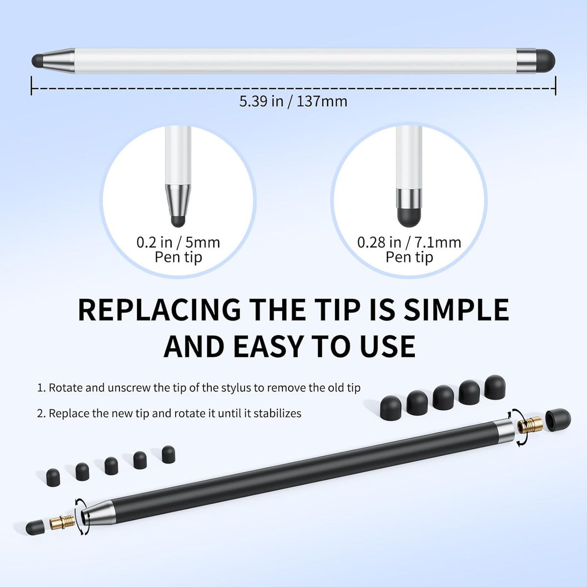 Stylus (10Pcs), Stylus Pen for Touchscreen, High Precision and Sensitivity Stylus Pen for iPad/iPhone/Samsung/Android Smartphone and Tablets, Compatible with All Capacitive Touch Screen (White)