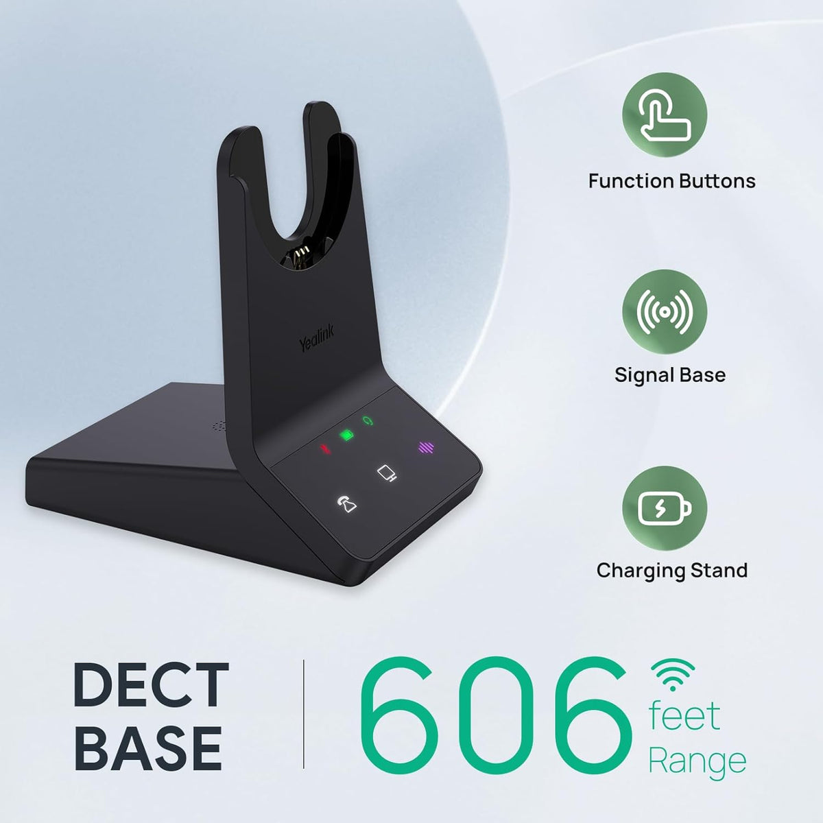 Yealink WH64 DECT & Bluetooth Dual Teams Wireless Headset, 606 ft Range On Ear Work Headphones with 3X Noise Cancelling Mic, 32H Talk Time, Ringer, Office Headsets for Desk IP Phone, PC,Cellphone